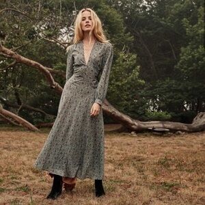 Doen Charleston Dress Blue Tilsbury Paisley maxi bohemian prairie cottagecore XS